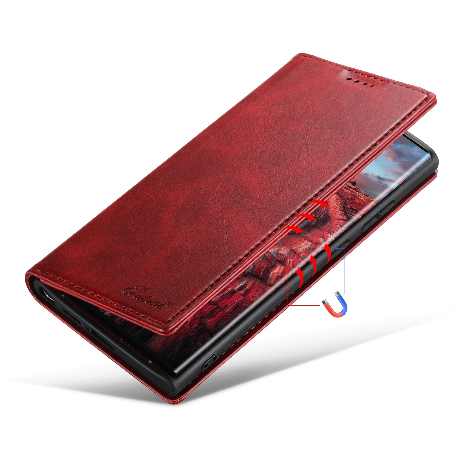 SUTENI For Samsung Galaxy S23 Ultra Wallet Design Well-protected Automatic Closing Flip PU Leather TPU Cover Case with Stand SUTENI For Samsung Galaxy S23 Ultra Wallet Design Well-protected Automatic Closing Flip PU Leather TPU Cover Case with Stand